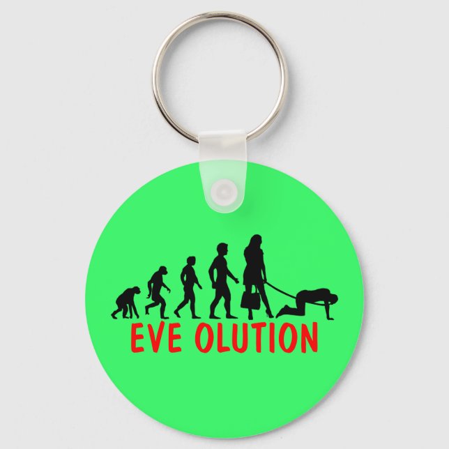 Funny women's evolution keychain (Front)