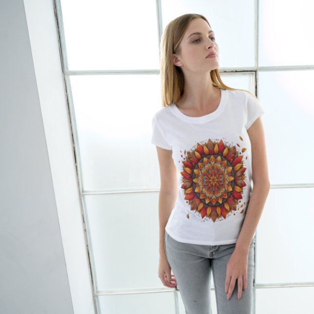Funny Womens Gift Shirt Autumn Leaves Mandala  (Creator Uploaded)