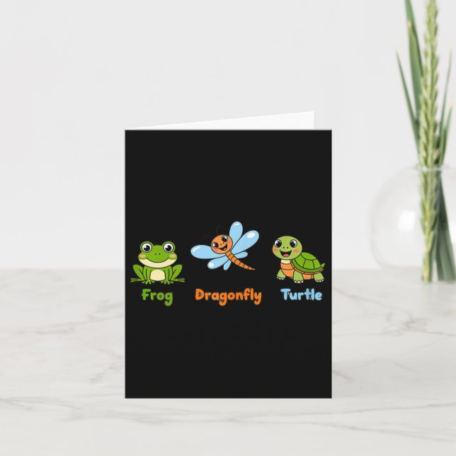 Funny Womens Subtle Political Humor Frog Dragonfly Card (Front)