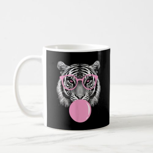 Funny Womens Tiger Glasses  Pink Bubble Gum Anim Coffee Mug