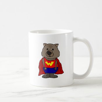 Funny Wonder Wombat Superhero Cartoon Art Coffee Mug by patcallum at Zazzle