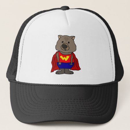 Funny Wonder Wombat Superhero Cartoon Art Trucker Hat