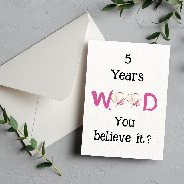 Funny Wood Anniversary Card, 5th Anniversary Card  (Funny Wood Anniversary Card, 5th Anniversary Card)