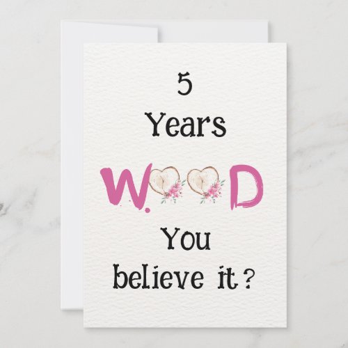 Funny Wood Anniversary Card 5th Anniversary Card 