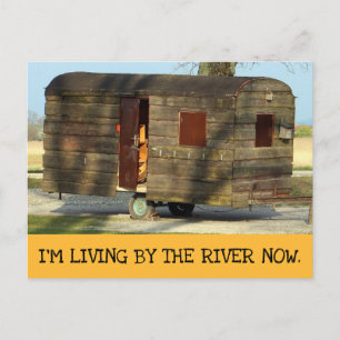 Funny Wood Camper Trailer Postcards, By the River Postcard