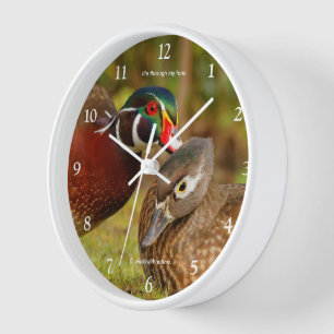 Funny Wood Duck Whispers Sweet Nothings Clock