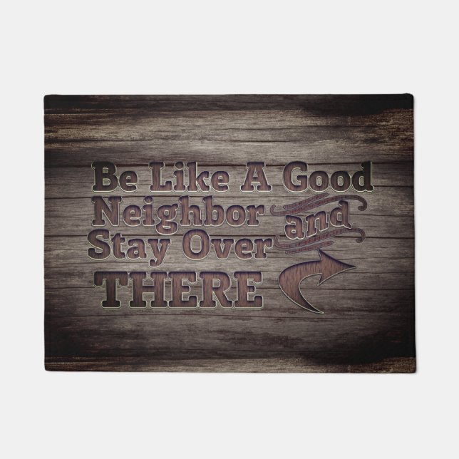 Funny Wood Primitive Aged Country Nosy Neighbor Doormat (Front)