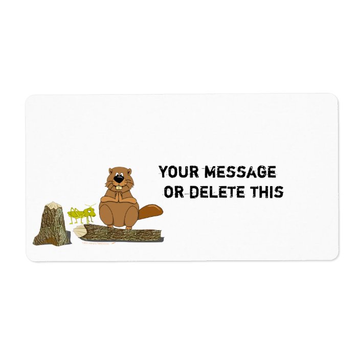 Funny Wood Turning Beaver and Grasshopper Cartoon Custom Shipping Labels