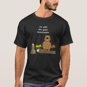 Funny Wood Turning Beaver and Grasshopper Cartoon T-Shirt