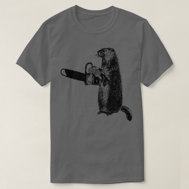 Funny  Woodchuck Groundhog Day Could Chainsaw Wood T-Shirt (Design Front)