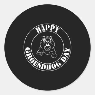 Funny Woodchuck Screaming Happy Groundhog Day  Classic Round Sticker