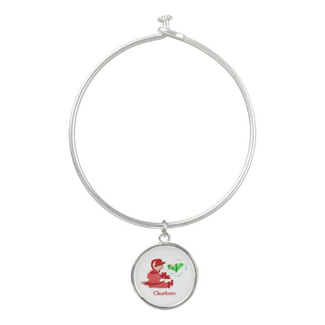 Funny wooden play figures bangle bracelet (Front)