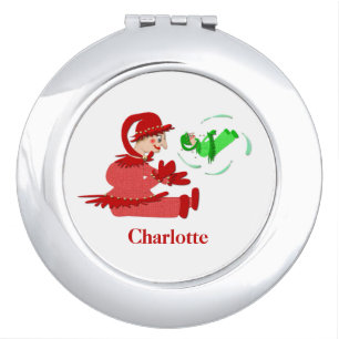 Funny wooden play figures compact mirror