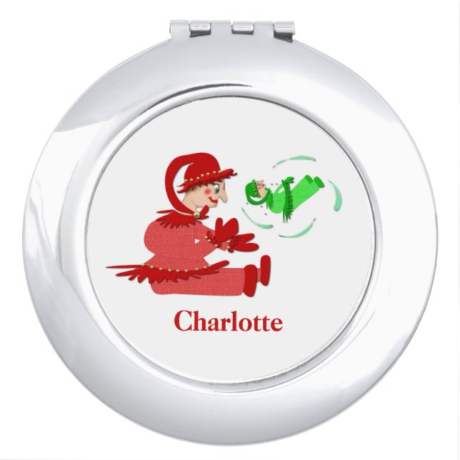 Funny wooden play figures compact mirror (Front)