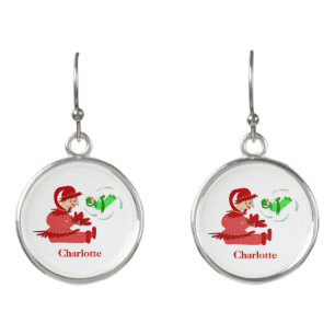 Funny wooden play figures earrings