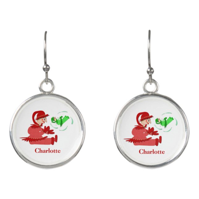 Funny wooden play figures earrings (Front)
