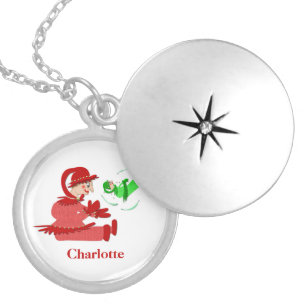 Funny wooden play figures locket necklace