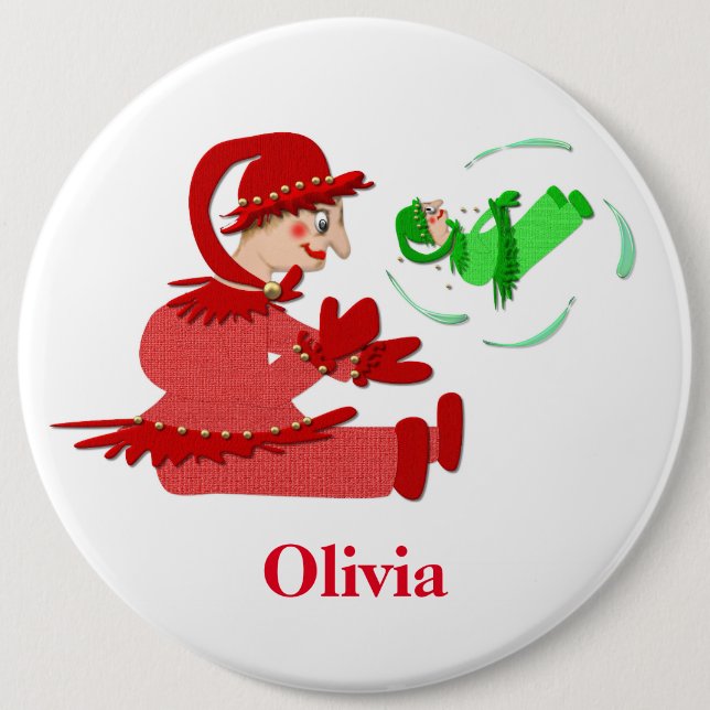 Funny wooden play figures,Personalized kids Button (Front)
