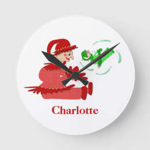 Funny wooden play figures round clock