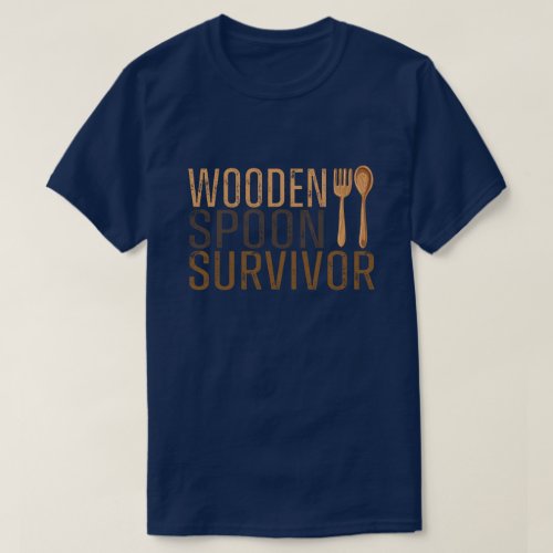 Funny Wooden Spoon Survivor Vintage Retro Humor T_Shirt