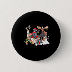 Funny Woodland Critter Christmas Gathering For Ani Button
