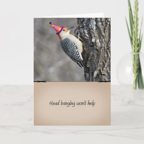 Funny Woodpecker Birthday Card