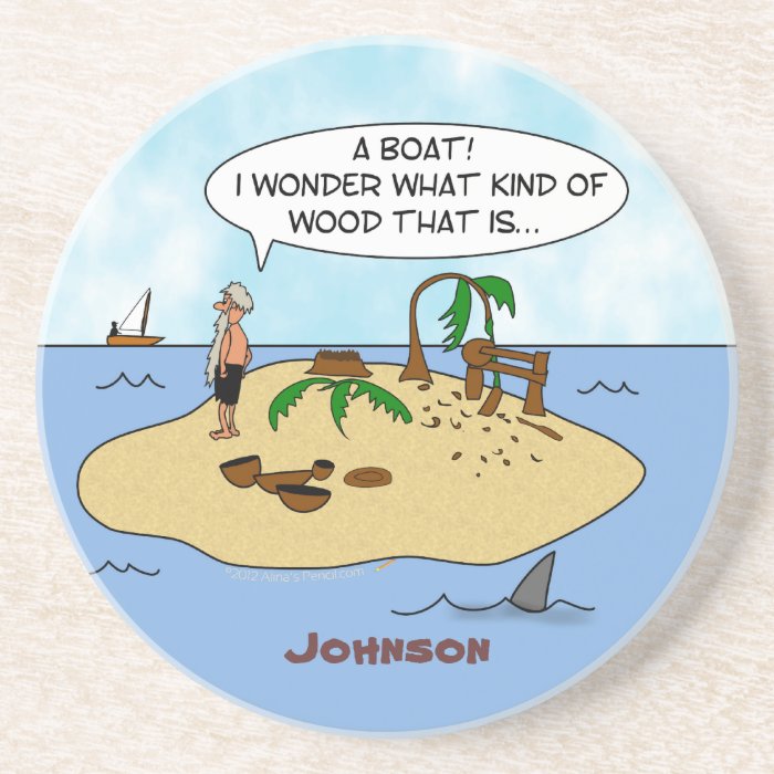 Funny Woodturner Cartoon Custom Name Coasters