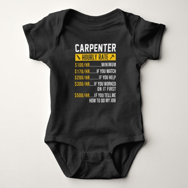 Funny Woodworking Dad Father  Carpenter Hourly Baby Bodysuit (Front)