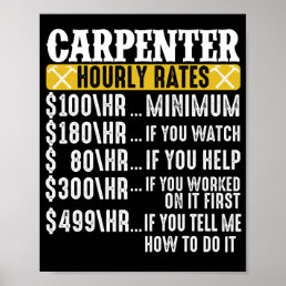 Funny Woodworking Dad Father  Carpenter Hourly Poster