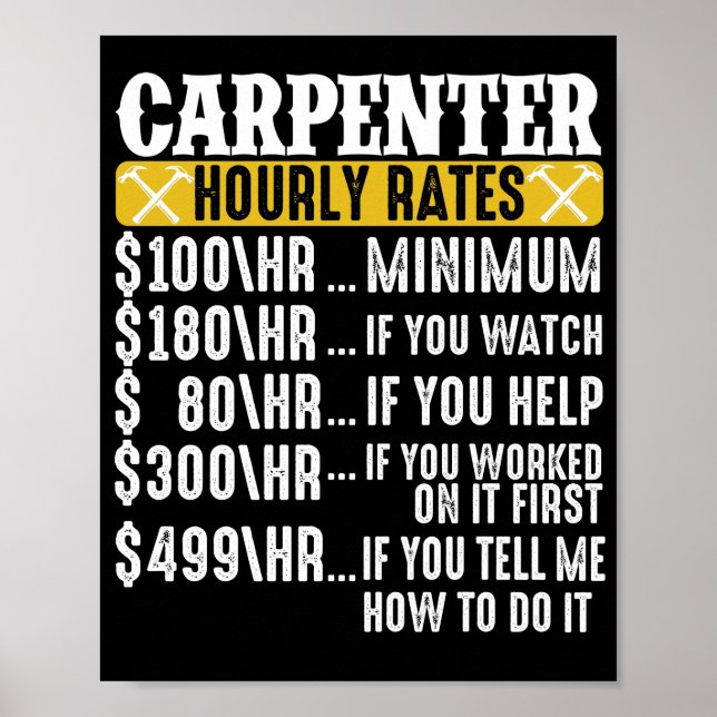 Funny Woodworking Dad Father  Carpenter Hourly Poster (Front)