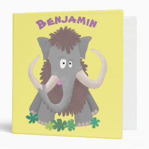 Funny woolly mammoth cartoon illustration 3 ring binder