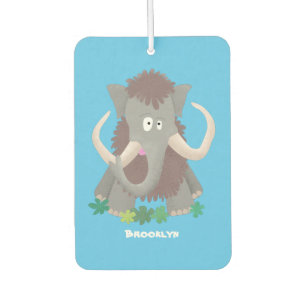 Funny woolly mammoth cartoon illustration air freshener
