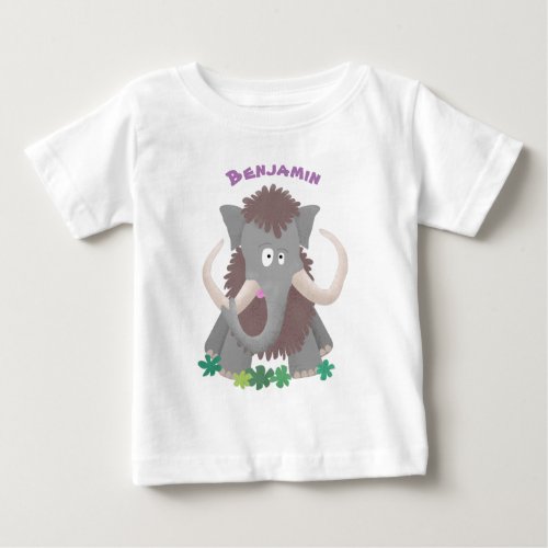 Funny woolly mammoth cartoon illustration baby T_Shirt