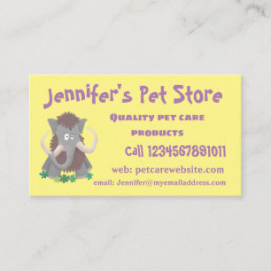 Funny woolly mammoth cartoon illustration business card