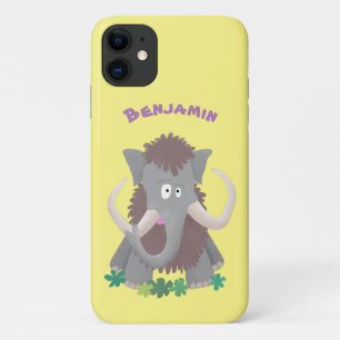 Funny woolly mammoth cartoon illustration iPhone 11 case