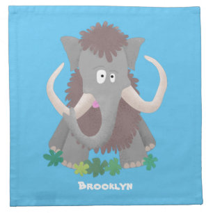 Funny woolly mammoth cartoon illustration cloth napkin