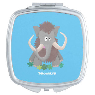 Funny woolly mammoth cartoon illustration compact mirror