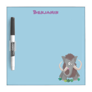 Funny woolly mammoth cartoon illustration dry erase board