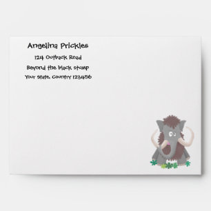 Funny woolly mammoth cartoon illustration envelope