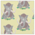 Funny woolly mammoth cartoon illustration fabric