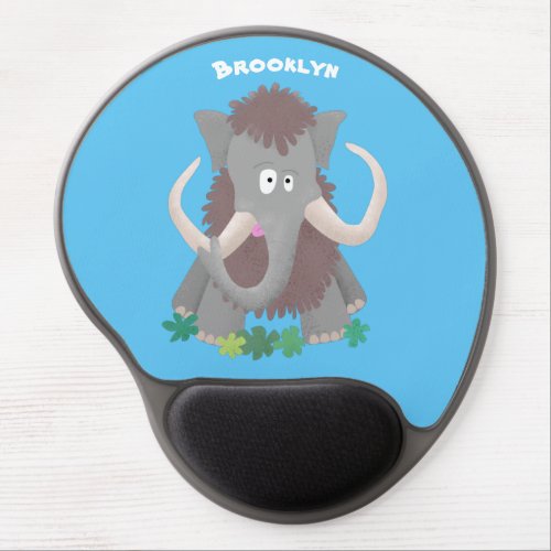 Funny woolly mammoth cartoon illustration gel mouse pad