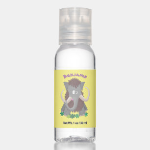 Funny woolly mammoth cartoon illustration hand sanitizer