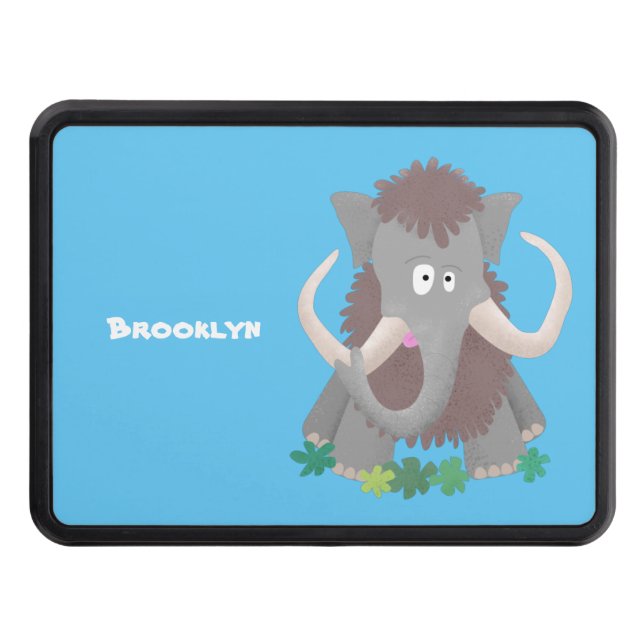 Funny woolly mammoth cartoon illustration hitch cover (Front)