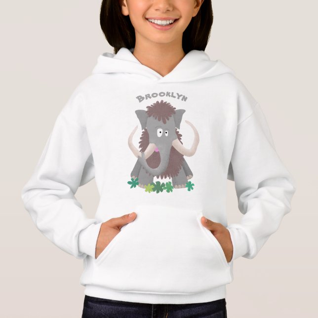 Funny woolly mammoth cartoon illustration hoodie (Front)