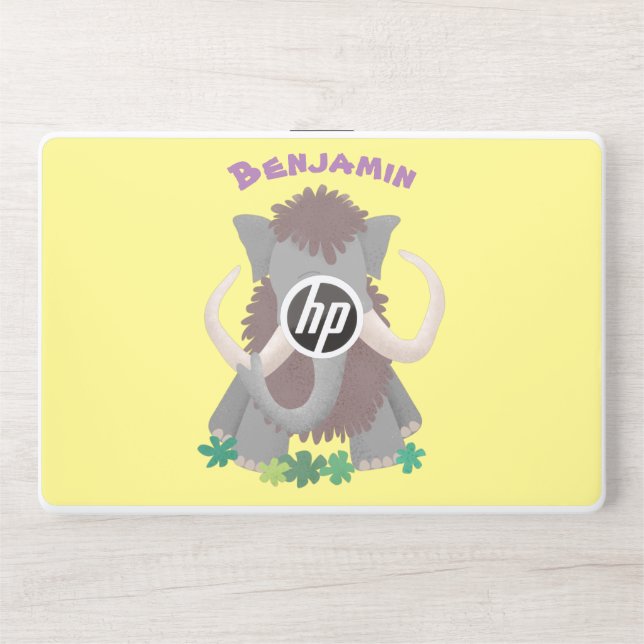 Funny woolly mammoth cartoon illustration HP laptop skin (Front)