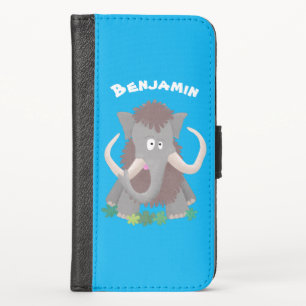 Funny woolly mammoth cartoon illustration iPhone x wallet case