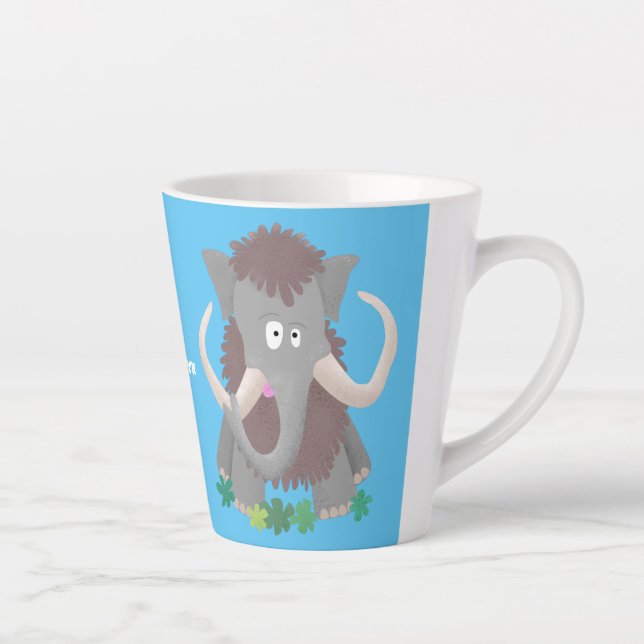 Funny woolly mammoth cartoon illustration latte mug (Right)