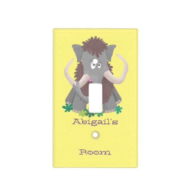 Funny woolly mammoth cartoon illustration  light switch cover (Front)