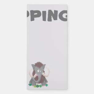 Funny woolly mammoth cartoon illustration magnetic notepad