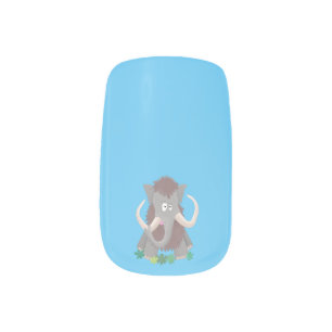Funny woolly mammoth cartoon illustration minx nail art